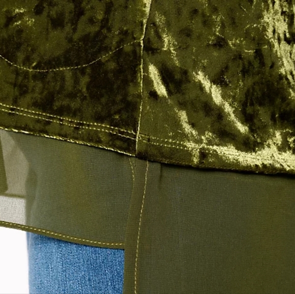 LOGO by Lori Goldstein Knit Crushed Velvet Top w/ Chiffon Hem  Size Med NWOT - Picture 5 of 8